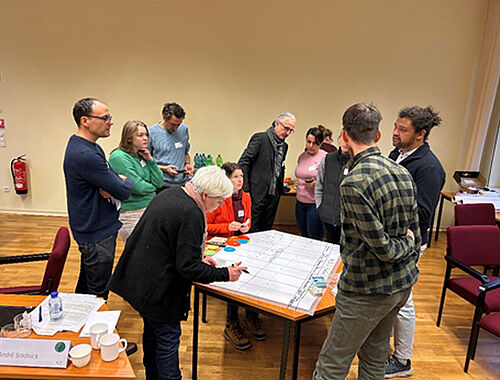 Austausch zur Humusförderung in der Kaffeepause und im Workshop. Foto: Anna Sauer/JKI